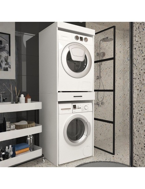 Colonna Bucato Fika Bianca Coprilavatrice e Copriasciugatrice con Cassetto Appoggio