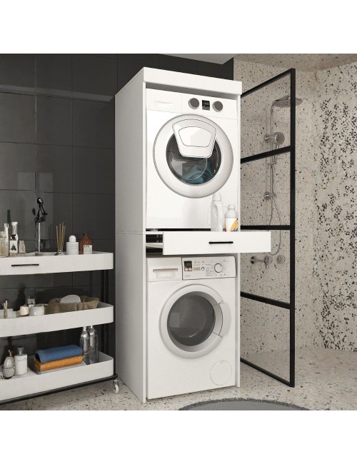 Colonna Bucato Fika Bianca Coprilavatrice e Copriasciugatrice con Cassetto Appoggio