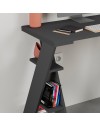 Scrivania Papillon antracite con gambe a X e ripiani integrati 106x50x75