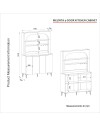 Credenza Cucina Melinta Bianca con 4 Ante, Mensole a Giorno e Angolo Caffè