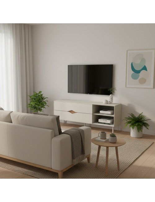 Porta TV Marquise Cashmere con Dettagli Rovere Deep Oud e Vani a Giorno