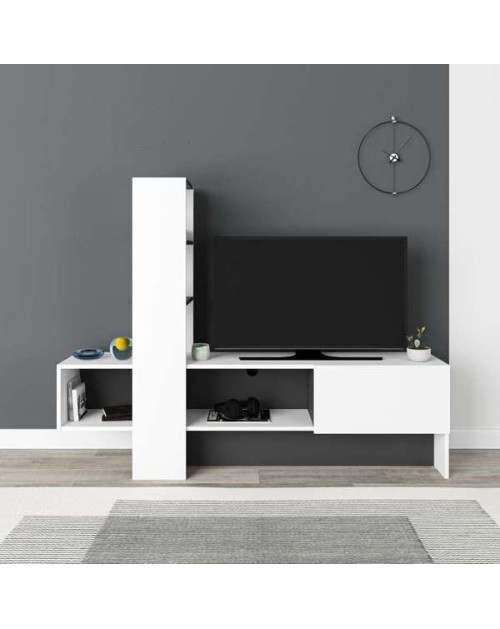 Mobile porta Tv Troya con anta a ribalta 180 cm colore bianco antracite