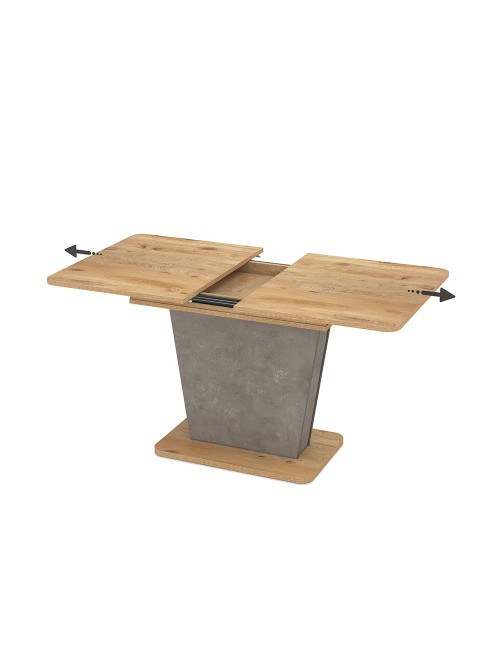 Tavolo allungabile Lali con piano e base rovere e struttura portante finitura cemento 120x75x76H