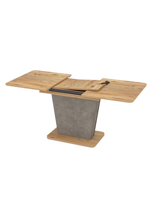 Tavolo allungabile Lali con piano e base rovere e struttura portante finitura cemento 120x75x76H