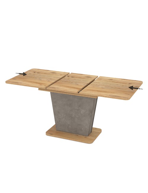 Tavolo allungabile Lali con piano e base rovere e struttura portante finitura cemento 120x75x76H
