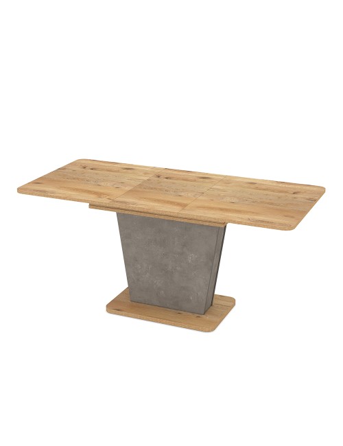 Tavolo allungabile Lali con piano e base rovere e struttura portante finitura cemento 120x75x76H