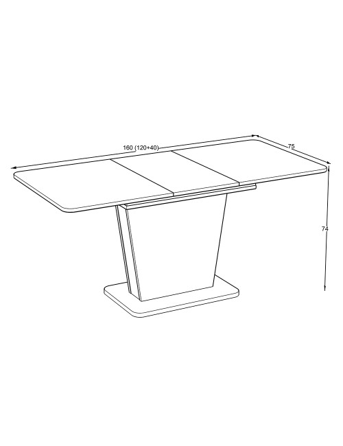 Tavolo allungabile Lali con piano e base rovere e struttura portante finitura cemento 120x75x76H