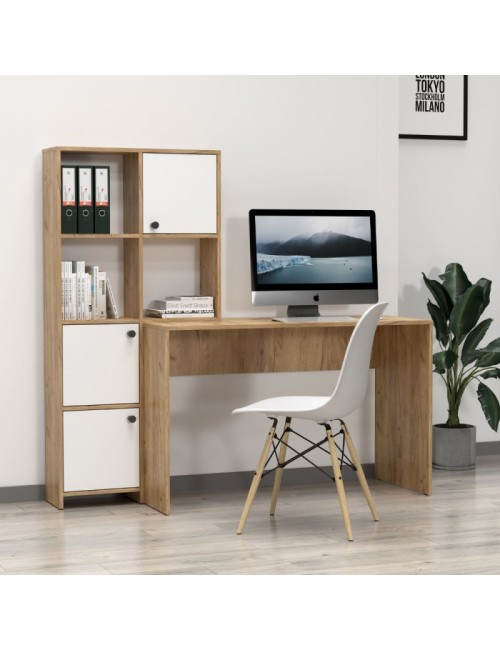 Scrivania con Libreria Halk 156 Colore Rovere Bianco Prezzo