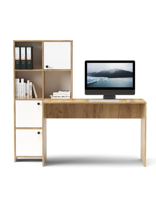 Scrivania con Libreria Halk 156 Colore Rovere Bianco Prezzo