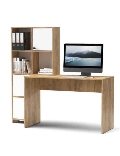 Scrivania con Libreria Halk 156 Colore Rovere Bianco Prezzo