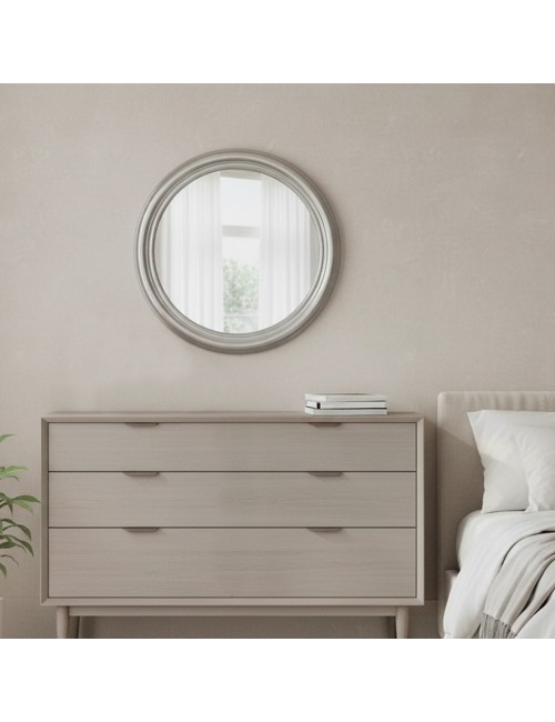 Specchiera Rotonda Verniciata Argento Diametro 98 cm. – Eleganza Scultorea