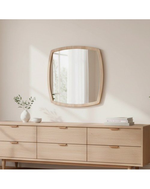 Specchiera di Design Anders 70x80 cm con Cornice Olmo | Specchio da Parete Rettangolare Moderno