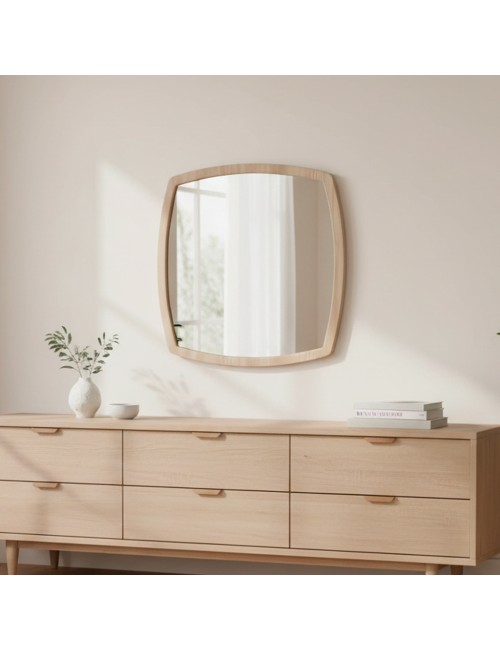 Specchiera di Design Anders 70x80 cm con Cornice Olmo | Specchio da Parete Rettangolare Moderno