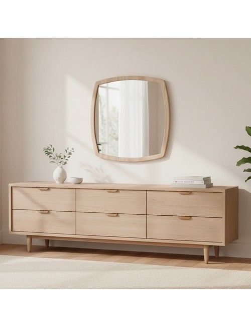Specchiera di Design Anders 70x80 cm con Cornice Olmo | Specchio da Parete Rettangolare Moderno
