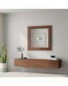 Specchiera Quadrata Plana 90x90 cm con Cornice Larice Tabacco – Design Moderno ed Essenziale