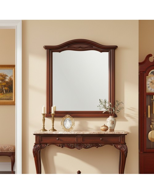 Specchiera Classica Cloe 86x95 cm con Cornice Sagomata | Specchio da Parete con Finiture Decorative Color Noce