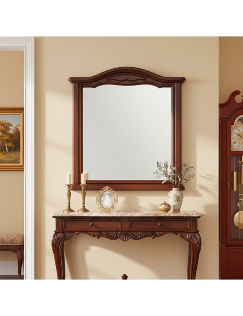 Specchiera Classica Cloe 86x95 cm con Cornice Sagomata | Specchio da Parete con Finiture Decorative Color Noce