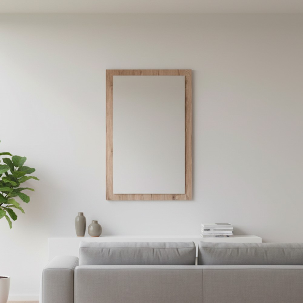 Specchiera Rettangolare 0663 con Cornice Rovere 105x60 cm. – Design Materico e Moderno
