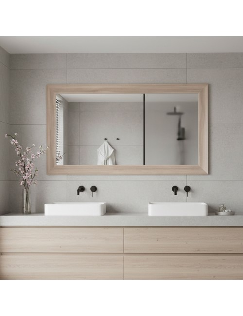 Specchiera Loto Rettangolare con Cornice Olmo Natura 102x65 cm. – Eleganza Naturale per Ogni Ambiente