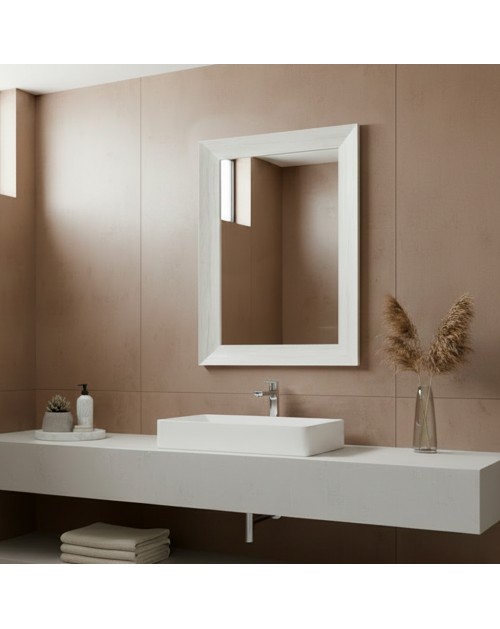 Specchiera Loto Rettangolare con Cornice quercia bianca 102x65 cm. – Eleganza Naturale per Ogni Ambiente