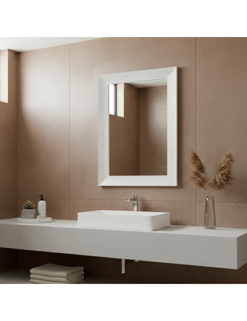 Specchiera Loto Rettangolare con Cornice quercia bianca 102x65 cm. – Eleganza Naturale per Ogni Ambiente