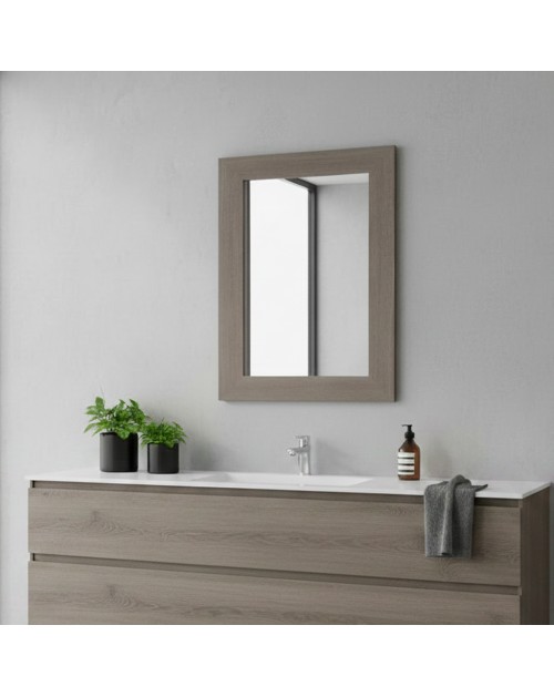 Specchiera Loto Rettangolare con Cornice Larice grigio 102x65 cm. – Eleganza Naturale per Ogni Ambiente