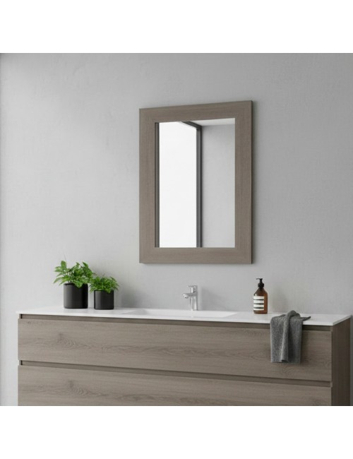 Specchiera Loto Rettangolare con Cornice Larice grigio 102x65 cm. – Eleganza Naturale per Ogni Ambiente