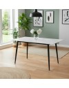 Tavolo da Pranzo Kilo 140×80 cm in Ceramica Effetto Marmo Bianco opaco e Gambe Nere