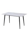 Tavolo da Pranzo Kilo 140×80 cm in Ceramica Effetto Marmo Bianco opaco e Gambe Nere