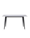 Tavolo da Pranzo Kilo 140×80 cm in Ceramica Effetto Marmo Bianco opaco e Gambe Nere