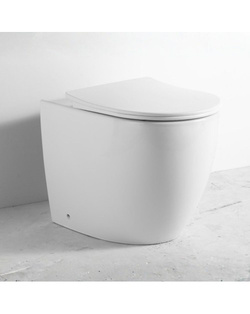 WC a pavimento bianco lucido filo muro scarico a parete FT53A