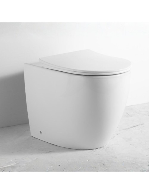 WC a pavimento bianco lucido filo muro scarico a parete FT53A
