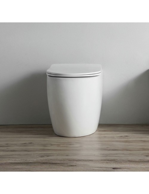 WC a pavimento bianco lucido filo muro scarico a parete FT53A