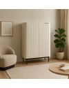Credenza alta Willa18929 con 2 ante effetto cannettato colore crema 100x40x140H - Eleganza e capienza
