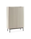 Credenza alta Willa18929 con 2 ante effetto cannettato colore crema 100x40x140H - Eleganza e capienza
