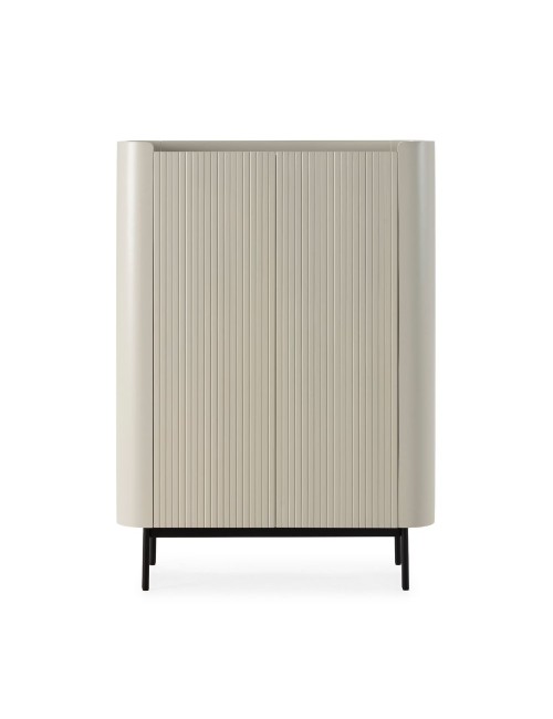 Credenza alta Willa18929 con 2 ante effetto cannettato colore crema 100x40x140H - Eleganza e capienza