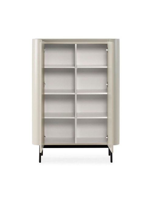 Credenza alta Willa18929 con 2 ante effetto cannettato colore crema 100x40x140H - Eleganza e capienza