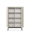 Credenza alta Willa18929 con 2 ante effetto cannettato colore crema 100x40x140H - Eleganza e capienza