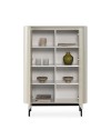 Credenza alta Willa18929 con 2 ante effetto cannettato colore crema 100x40x140H - Eleganza e capienza