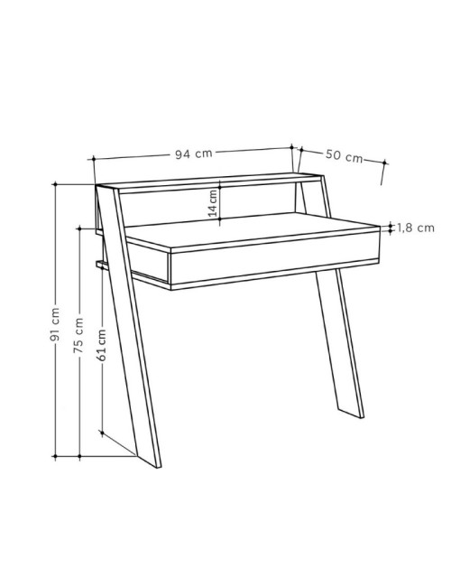 Scrivania da Parete con Cassetto Cowork 94 cm. Colore Antracite Prezzo