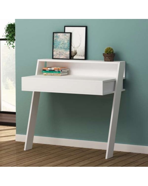 Scrivania da parete con cassetto Cowork 94 cm colore bianco
