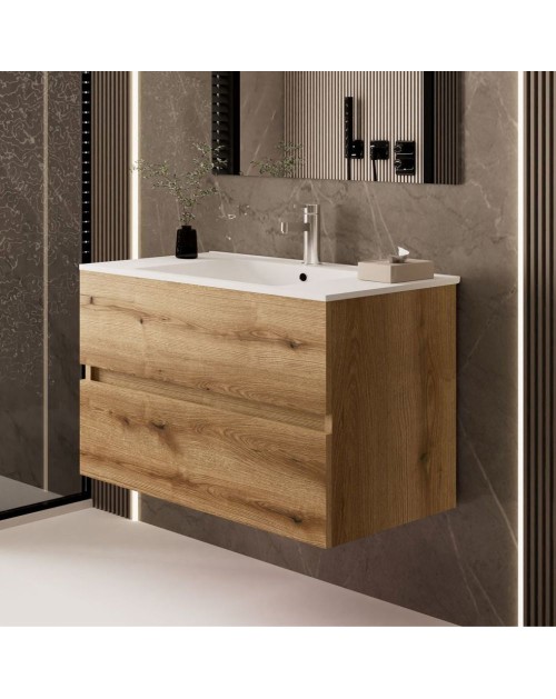 Mobile bagno sospeso Sevilla rovere quercia 100x44.6x52H: eleganza e praticità per un bagno moderno