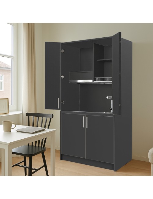 Cucina salvaspazio a scomparsa Fold Evolution colore antracite e elettrodomestici inclusi 125x62x208H