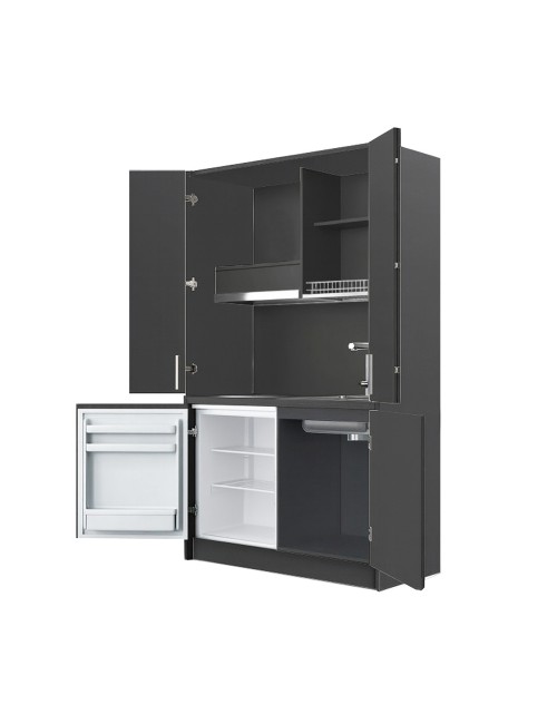 Cucina salvaspazio a scomparsa Fold Evolution colore antracite e elettrodomestici inclusi 125x62x208H