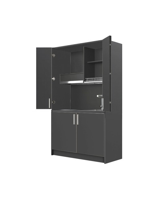 Cucina salvaspazio a scomparsa Fold Evolution colore antracite e elettrodomestici inclusi 125x62x208H