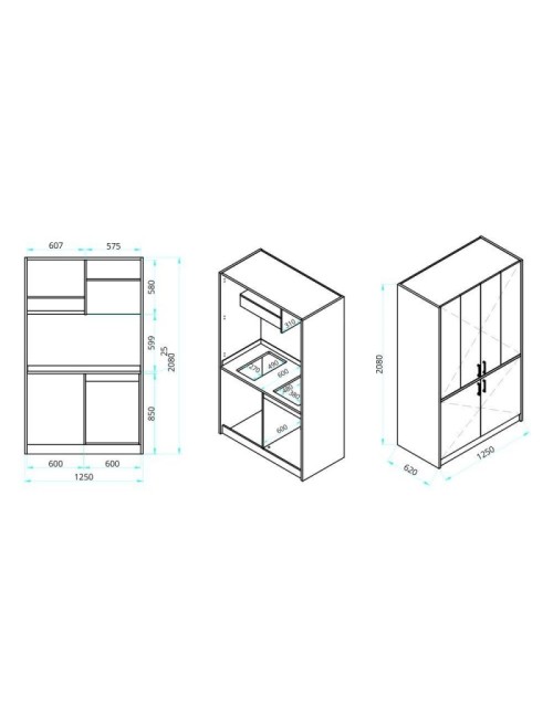 Cucina salvaspazio a scomparsa Fold Evolution colore antracite e elettrodomestici inclusi 125x62x208H