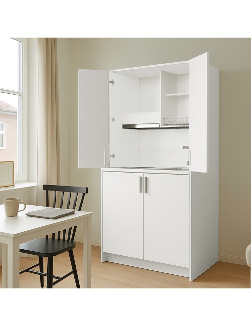 Cucina salvaspazio a scomparsa Fold Evolution colore bianco e elettrodomestici inclusi 125x62x208H