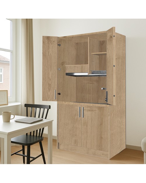 Cucina salvaspazio a scomparsa Fold Evolution colore rovere e elettrodomestici inclusi 125x62x208H