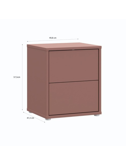 Comodino Medea 2 cassetti terracotta 50x41.5x57.5H