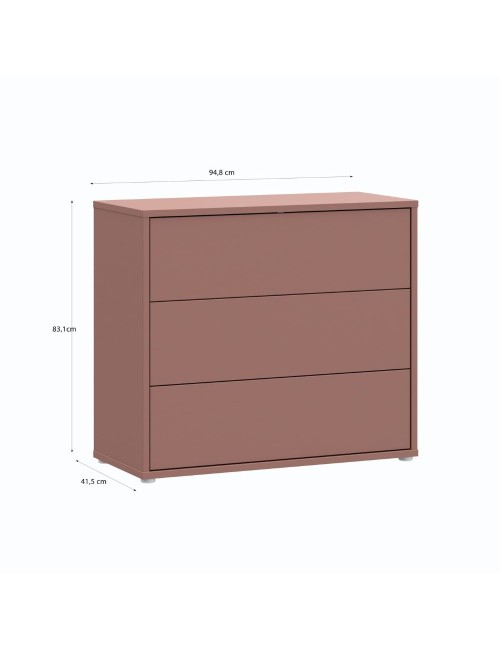 Cassettiera Medea 3 cassetti terracotta 95x41.5x83 – Stile e funzionalità